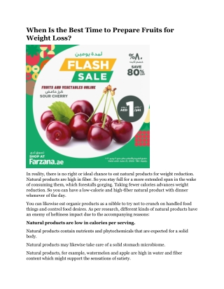 When Is the Best Time to Prepare Fruits for Weight Loss