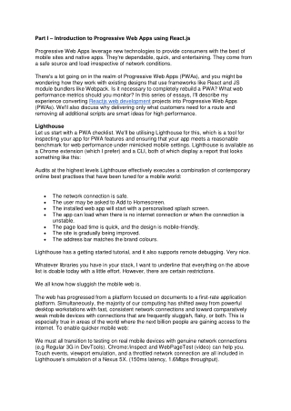 Part I – Introduction to Progressive Web Apps using React