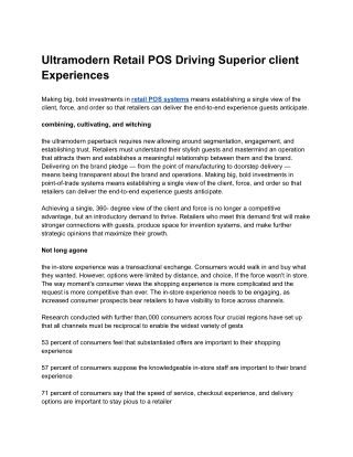 Ultramodern Retail POS Driving Superior client Experiences