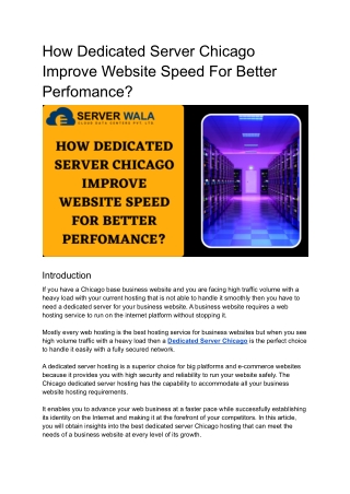 How Dedicated Server Chicago Improve Website Speed For Better Perfomance_