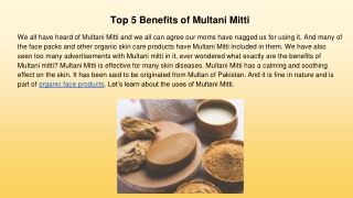 Top 5 Benefits of Multani Mitti