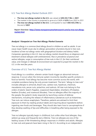 Tree Nut Allergy Market