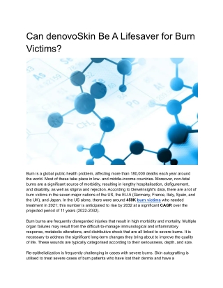 Can denovoSkin Be A Lifesaver for Burn Victims