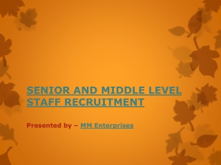 Senior and middle level staff recruitment