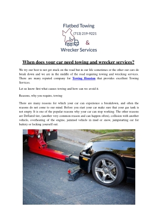 When does your car need towing and wrecker services