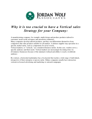 Why it is too crucial to have a Vertical sales Strategy for your Company