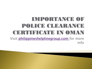 IMPORTANCE OF POLICE CLEARANCE CERTIFICATE IN OMAN