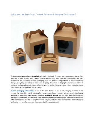 What are the Benefits of Custom Boxes with Window for Product