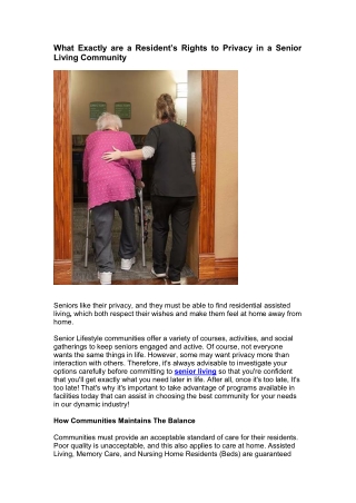 What Exactly are a Resident’s Rights to Privacy in a Senior Living Community