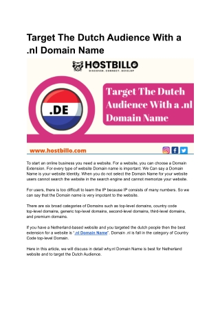 Target The Dutch Audience With a .nl Domain Name