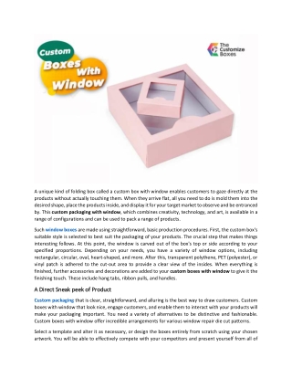 Why Custom Boxes with Windows are Significant for Brands