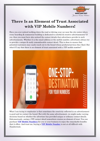 VIP Mobile Number