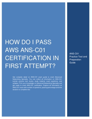 How Do I Pass AWS ANS-C01 Certification in First Attempt?