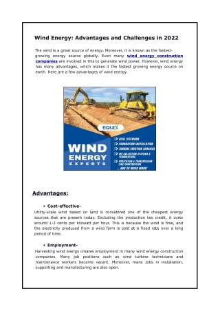 Wind Energy: Advantages and Challenges in 2022