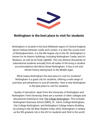 Nottingham is the best place to visit for students