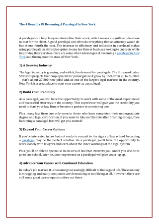 The 4 Benefits Of Becoming A Paralegal In New York