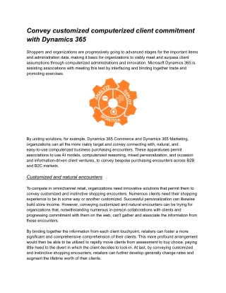 Convey customized computerized client commitment with Dynamics 365