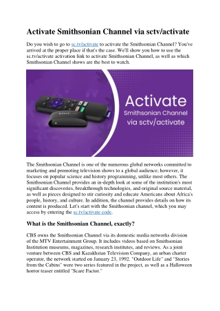 Activate Smithsonian Channel via sctv