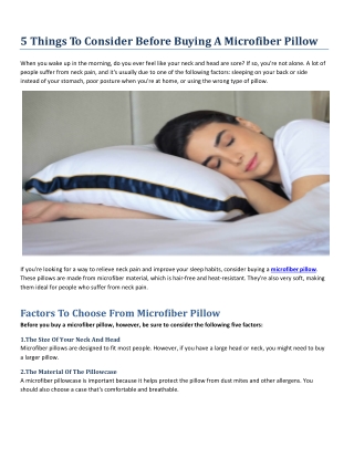 5 Things To Consider Before Buying A Microfiber Pillow