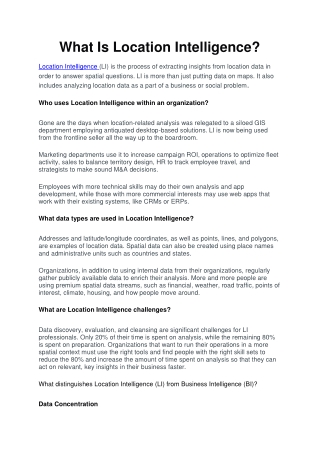 What Is Location Intelligence
