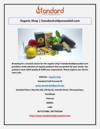 Organic Shop | Standardcoldpressedoil.com