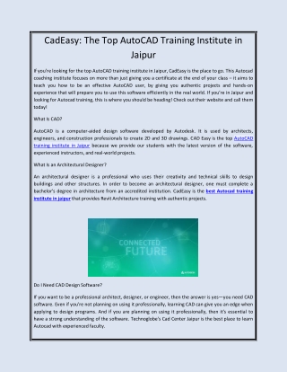 CadEasy The Top AutoCAD Training Institute in Jaipur