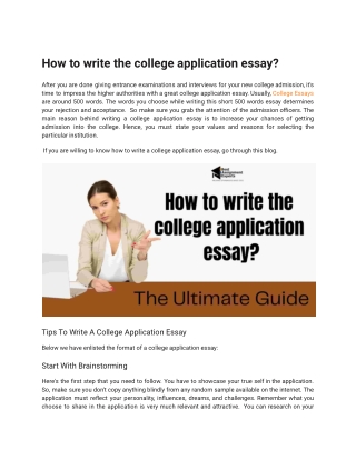 How to write the college application essay?