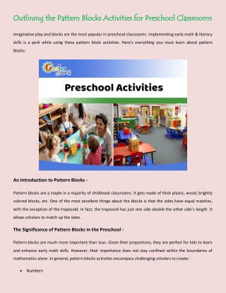 Outlining the Pattern Blocks Activities for Preschool Classrooms