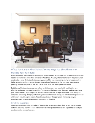 Office Furniture in Abu Dhabi Effective Ways You Should Learn to Manage Your Furniture!