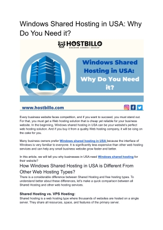 Windows Shared Hosting in USA: Why Do You Need it?