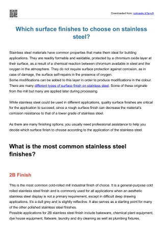 Which surface finishes to choose on stainless steel?