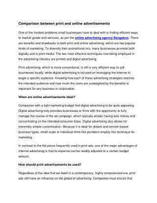 Comparison between print and online advertisements