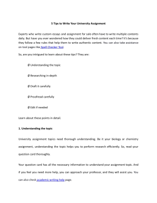 5 Tips to Write Your University Assignment