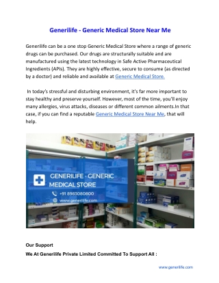 Generilife - Generic Medical Store Near Me