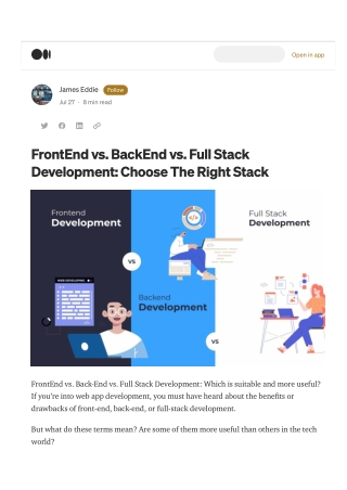 FrontEnd vs. BackEnd vs. Full Stack Development Choose The Right Stack