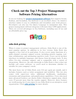 Check out the Top 3 Project Management Software Pricing Alternatives