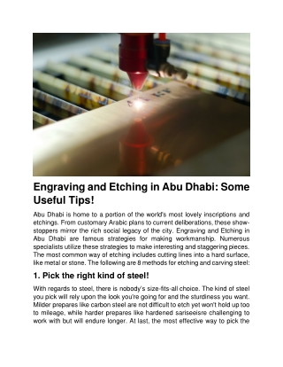 Engraving and Etching in Abu Dhabi: Some Useful Tips!