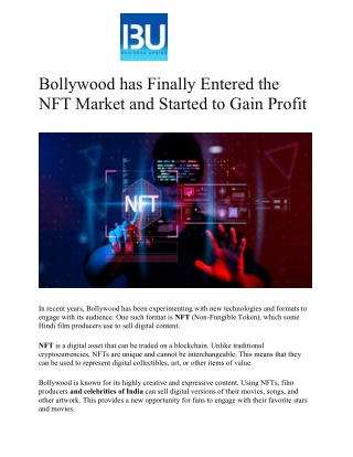 Bollywood has Finally Entered the NFT Market and Started to Gain Profit