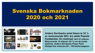 Svenska Bokmarknaden 2020 och 2021 jämfört med Dernbacks antal läsare