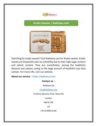 Arabic Sweets  Ibaklawacom