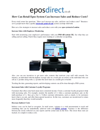 How Can Retail Epos System Can Increase Sales and Reduce Costs