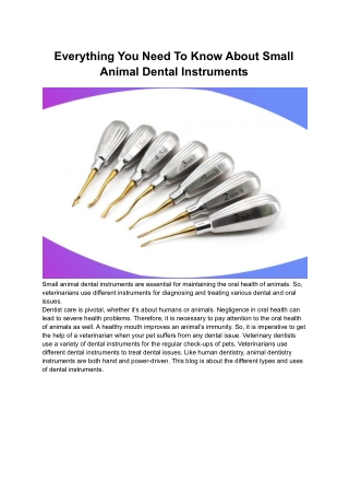 Small Animal Dental Instruments