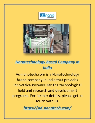 Nanotechnology Based Company In India | Ad-nanotech.com