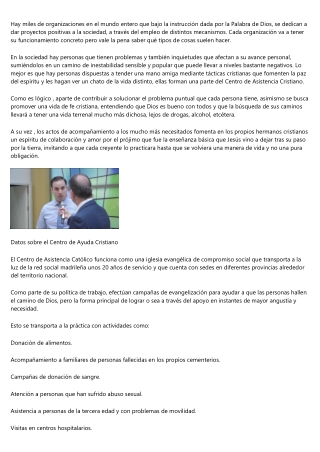 La Iglesia y los centros de ayuda