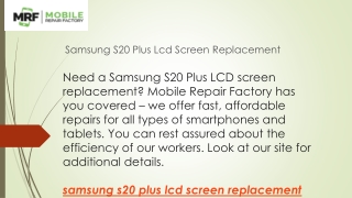 Samsung S20 Plus Lcd Screen Replacement  Mobilerepairfactory.com.au