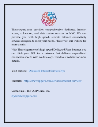 Dedicated Internet Services Nyc  Thevoipguru.com