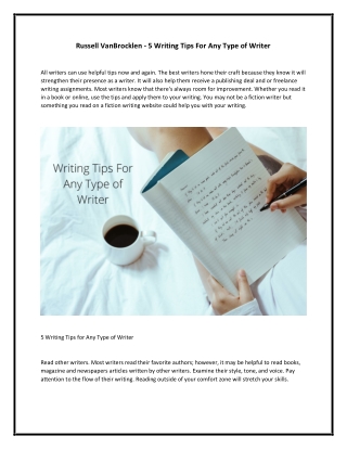 Russell VanBrocklen - 5 Writing Tips For Any Type of Writer