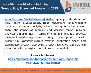 Latex Mattress Market Analysis, Demand, Strategies, Forecast  including covid19 Impact