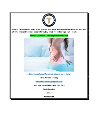 Sciatica Treatment  Shivaphysicaltherapy.com
