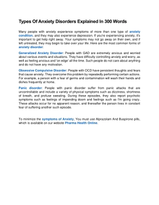 Types Of Anxiety Disorders Explained In 300 Words